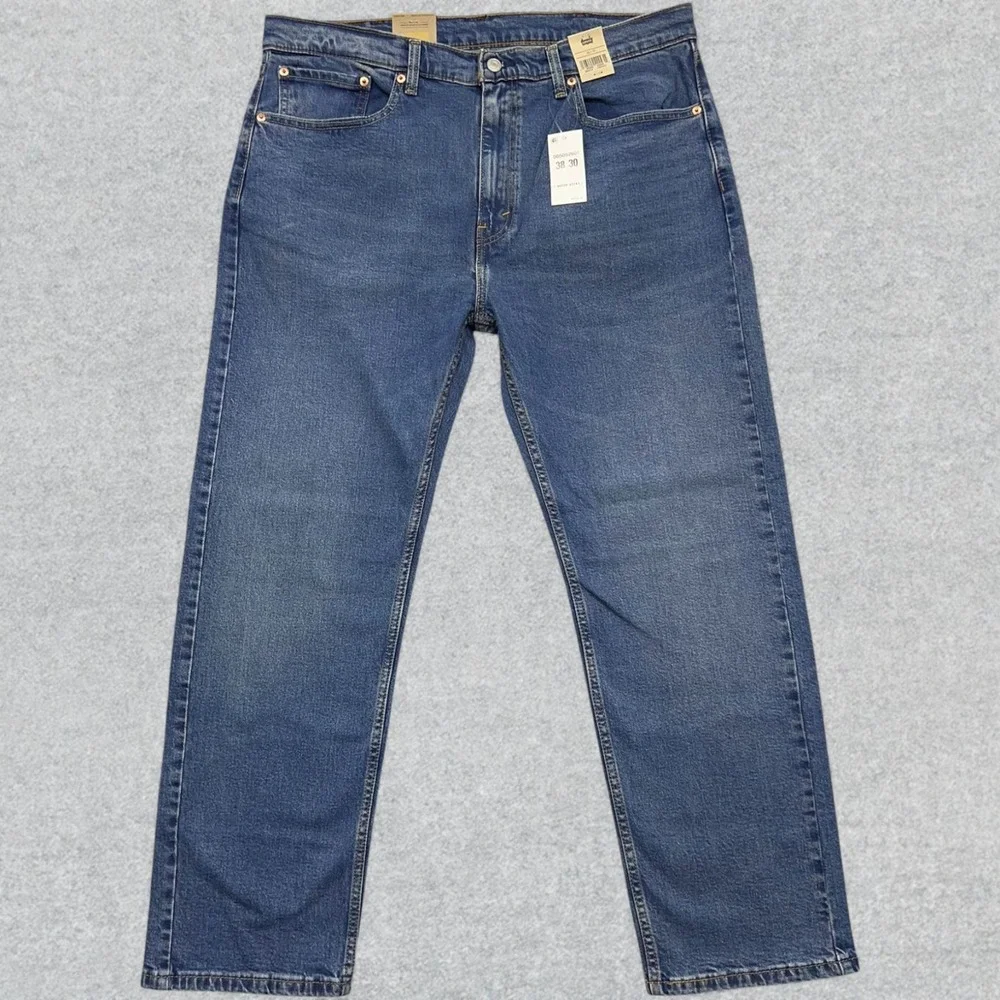 NEW Levi's 505 Jeans Men's 38x30 Blue Denim Regular Fit Straight Leg Stretch